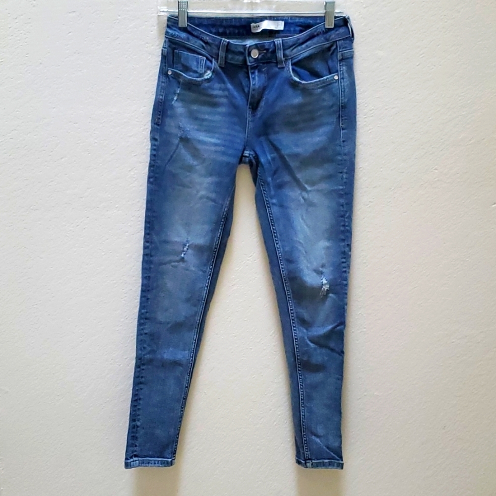 Zara Basic Z1975 Distressed Mid Rise Skinny Jeans Size 4